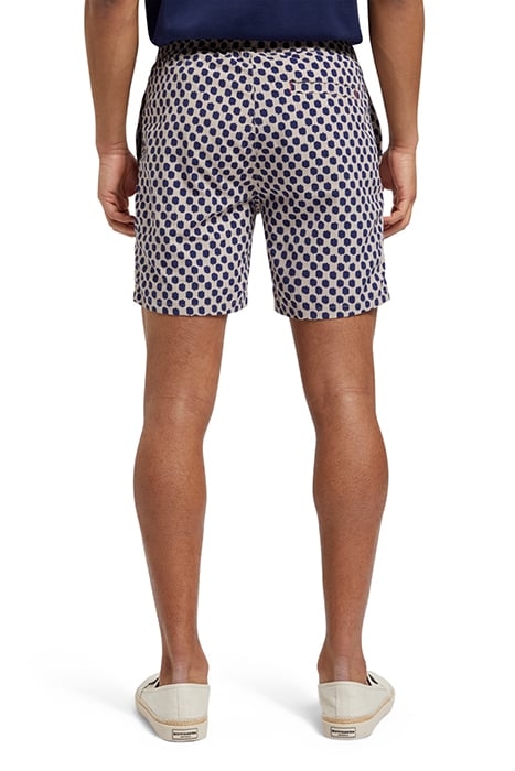 MID LENGTH SWIM SHORT MINI ALL OVER PRINT POLKA NAVY BLUE 2