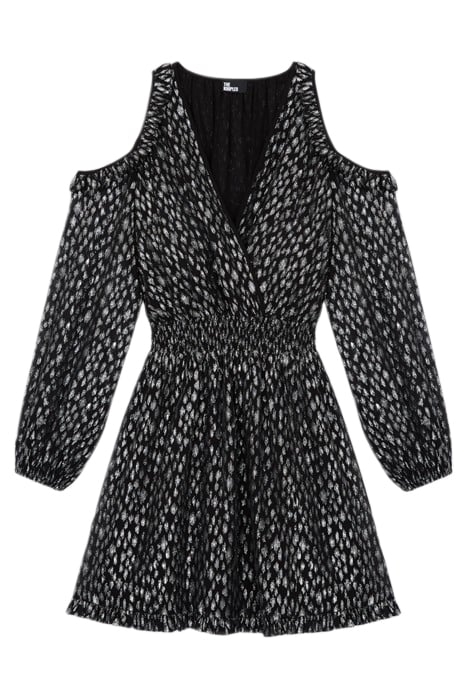 SHORT SHOULDER DRESS WITH LONG SLEEVES ANTIC SILVER 1