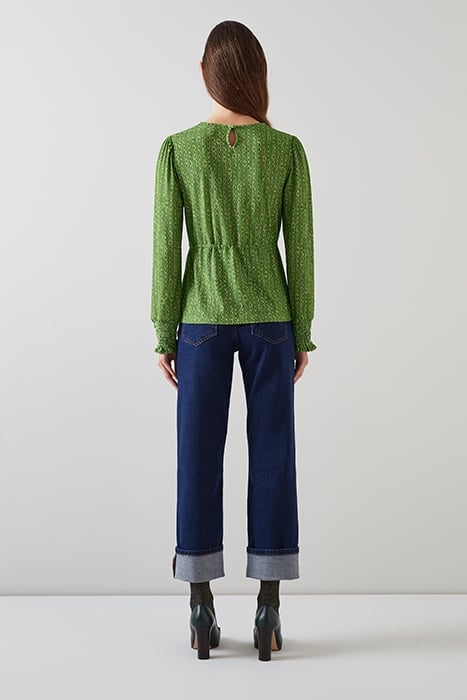 TJ ELLIE JERSEY PRINT TOP GREEN 3