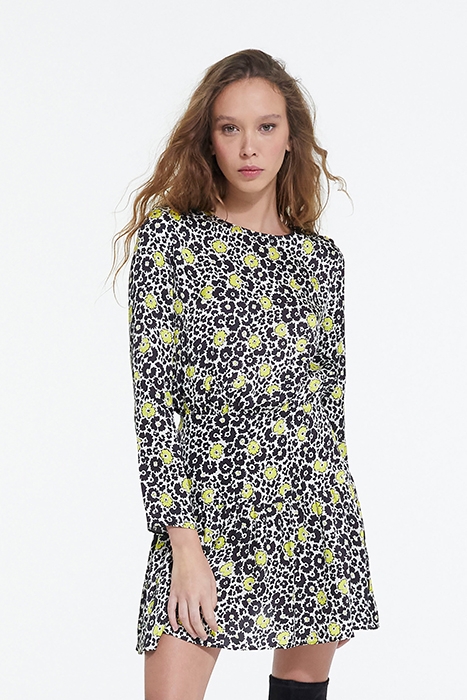 WILD BLOSSOM SHORT DRESS ECRU / YELLOW 1