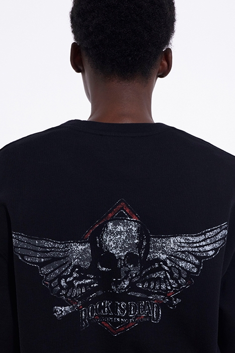 ROCK IS DEAD ROUND NECK SWEATSHIRT BLACK WASHED 7