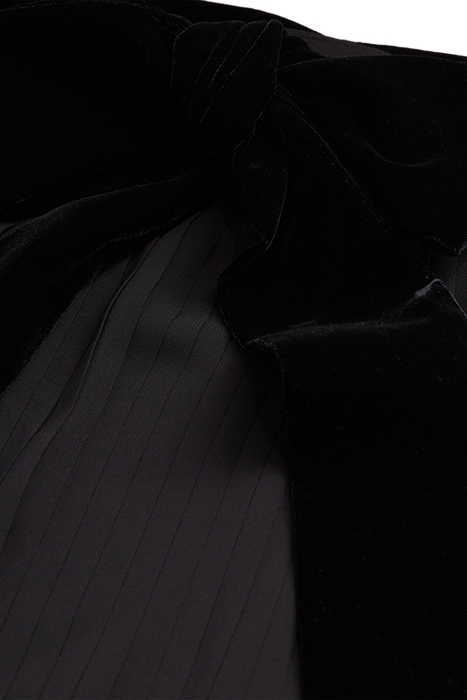 LONG PLEATED VELVET BELT SKIRT BLACK 4
