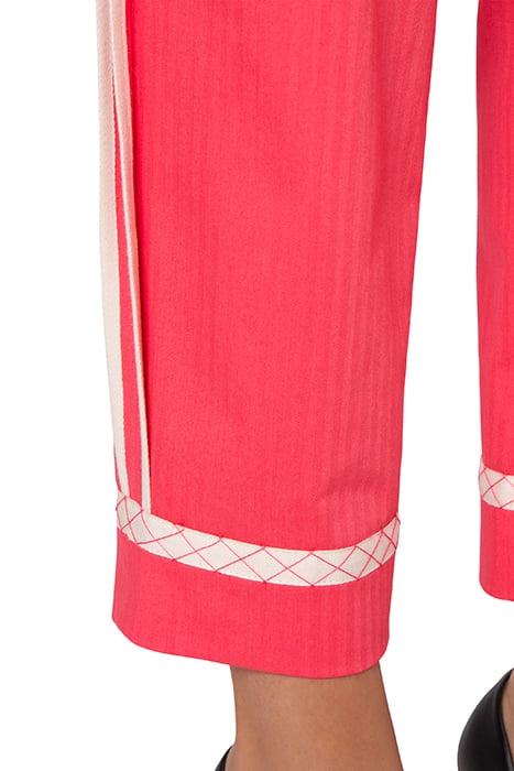 SARTORIAL DETAILS HERRINGBONE COTTON TROUSERS PINK 5