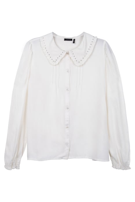 GIRLS’ WHITE LENZING™ ECOVERO™ SHIRT WITH STUDDED COLLAR 1