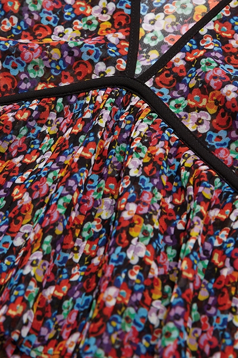 LONG-SLEEVED V-NECK TOP WITH PLEATED RUFFLES MULTICOLOR 2