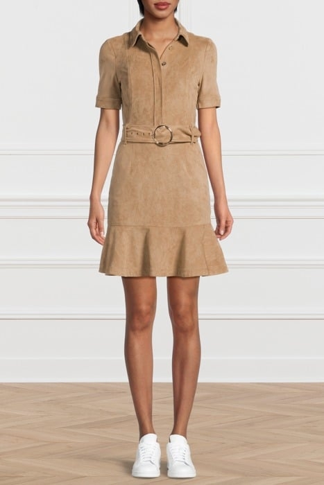 KASIA DRESS TRUFFLE DUST LEATHER MULTI 1