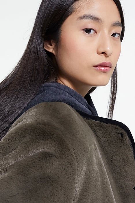 REVERSIBLE FAUX FUR AND NYLON JACKET ALGUE 7