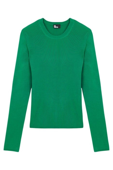 LONG SLEEVED ROUND NECK SWEATER IN VISCOSE GREEN 1