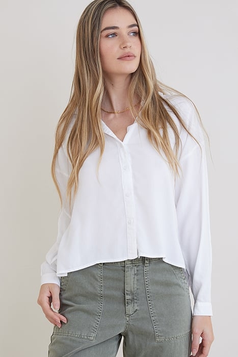 LONG SLEEVE HIGH LOW HEM SHIRT WHITE 1
