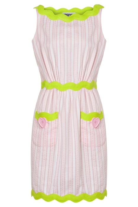 HEART BUTTONS JACQUARD STRIPED DRESS PINK 3
