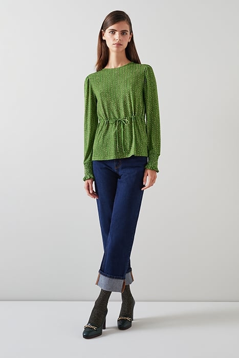 TJ ELLIE JERSEY PRINT TOP GREEN 2