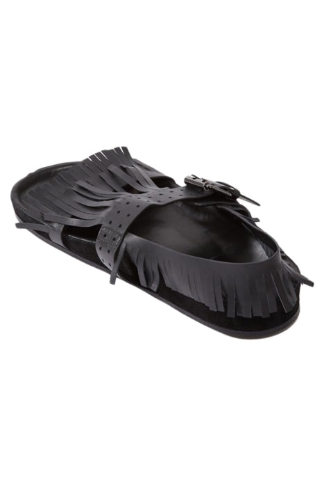 LEATHER SANDALS WITH FRINGES BLACK 2