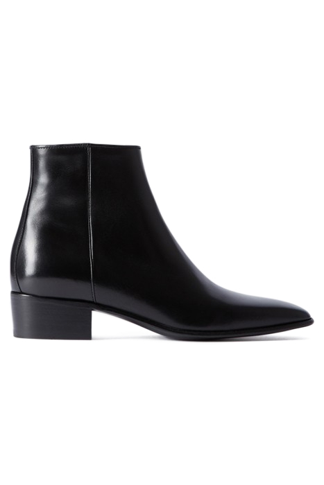 LEATHER ANKLE BOOTS WITH INTERIOR ZIP BLACK 1