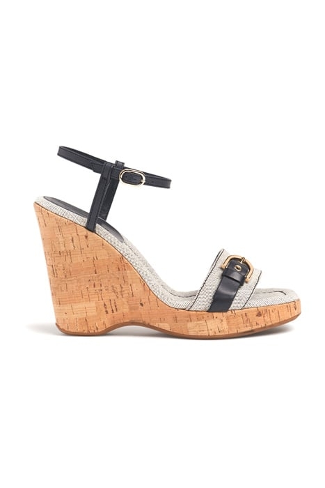 SKY CORK CANVAS WEDGE NAVY 1