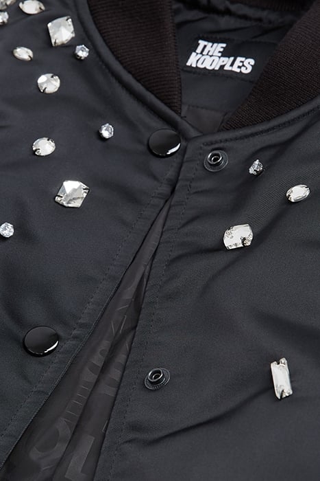 SATIN BOMBER WITH STRASS PEARLS BLACK 2