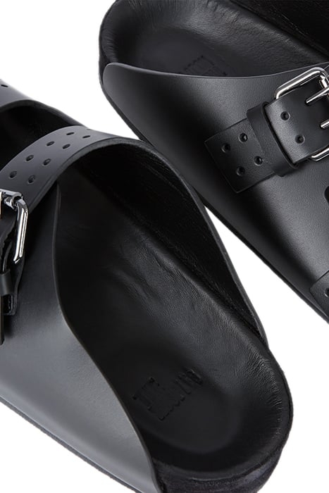 LEATHER SANDAL WITH METAL BUCKLES BLACK 5