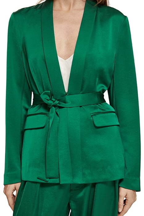 BELTED SATIN SINGLE BREASTED BLAZER PINE TREE 1