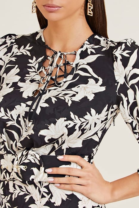 SUNBURST FLARE DRESS BLACK PRINT 4