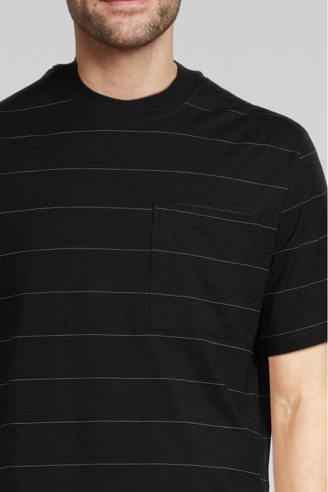 BLACK T-SHIRT WITH ECRU STRIPES BLACK 4