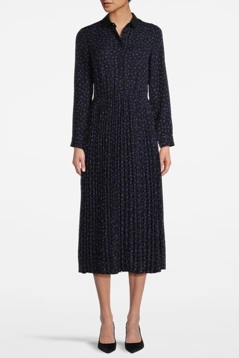 BLACK NEW-LOOK POLKA DOT PRINT PLEATED LONG DRESS 1