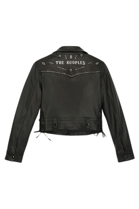 LEATHER BIKER JACKET WITH STUDS BLACK 4