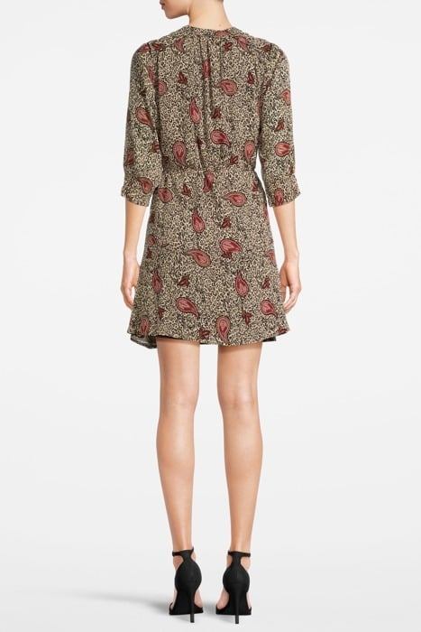 ECRU RECYCLED PAISLEY LEOPARD PRINT DRESS 2