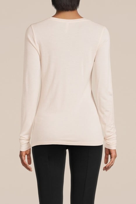 V NECK TOP VISCOSE WOOL JERSEY IVORY 2