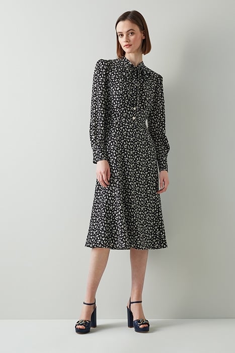 DR MORTIMER TIE NECK BLACK/WHITE 1