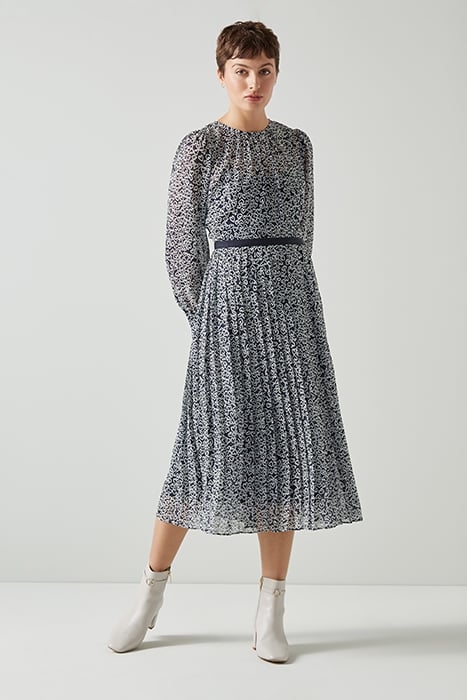 DR ESTELLE PLEATED DRESS NAVY MULTI 1