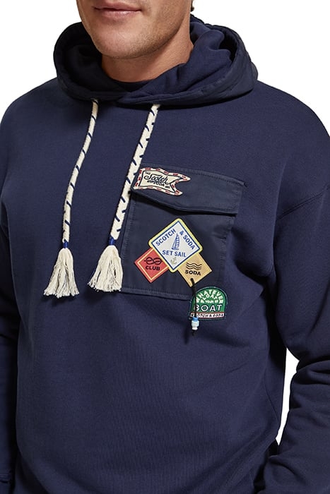 BADGE POCKET HOODIE NAVY BLUE 6