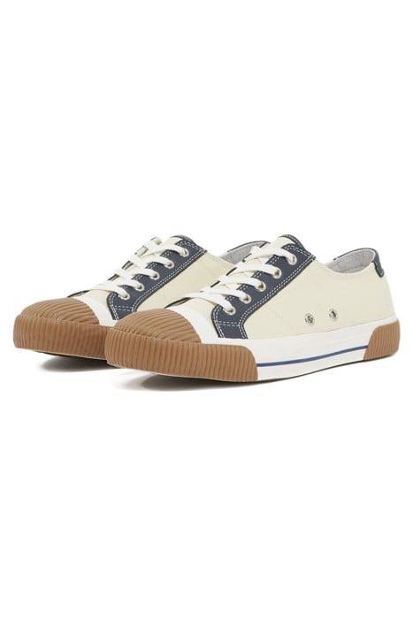 LOW CANVAS SNEAKERS WITH LEATHER INSERTS ECRU 3