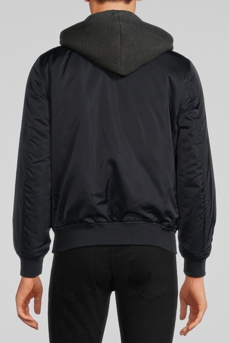 NAVY NYLON BOMBER JACKET WITH DETACHABLE HOOD NAVY 2