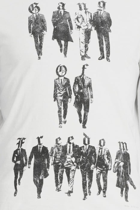 WHITE T-SHIRT WITH GANG IN SUITS IMAGE OFF WHITE 4