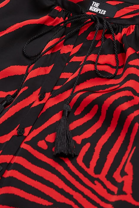 LOOSE ZEBRA PRINT BLOUSE BLACK - RED 2