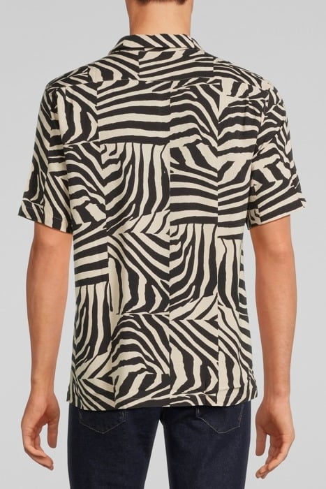 BLACK LENZING™ ECOVERO™ ZEBRA MOTIF REGULAR SHIRT BLACK 2