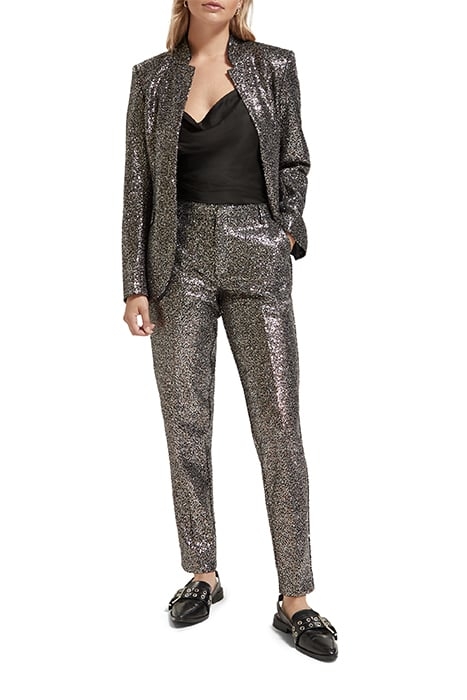 LOWRY MID RISE SLIM PANT IN MIXED SEQUINS BLACK 3