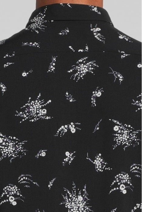 BLACK FLOWER MOTIF SLIM SHIRT BLACK 4