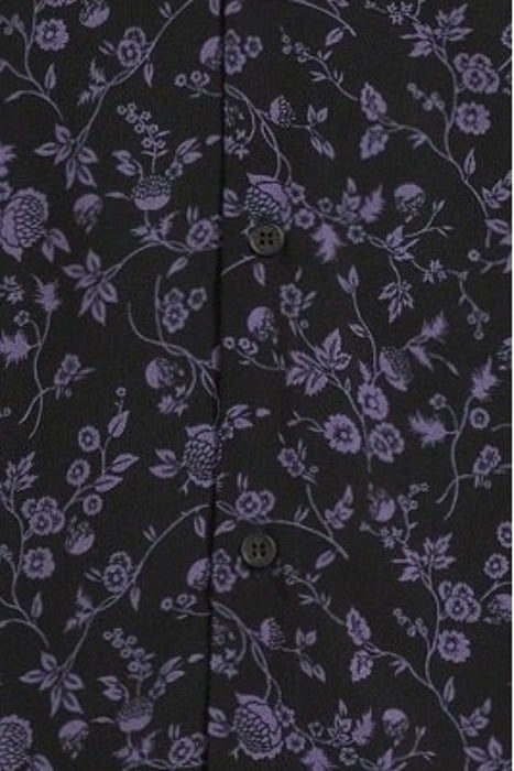 BLACK LENZING™ ECOVERO™ SLIM SHIRT WITH DARK PURPLE FLOWER M 5