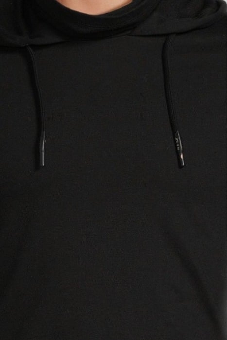 BLACK HIGH NECK HOODED T-SHIRT BLACK 4