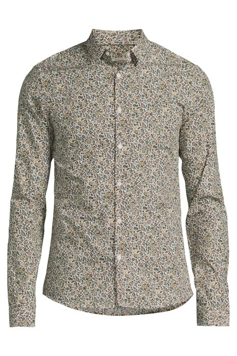 KHAKI MICRO-FLOWER PRINT ORGANIC SLIM SHIRT KHAKI 3