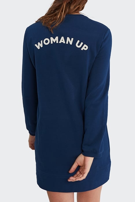 NAVY SWEATSHIRT DRESS WITH SLOGAN ON BACK 2