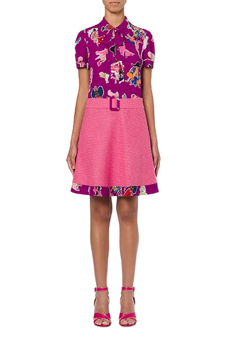 FASHION SKETCHES GEORGETTE AND BOUCLÉ DRESS PINK 1