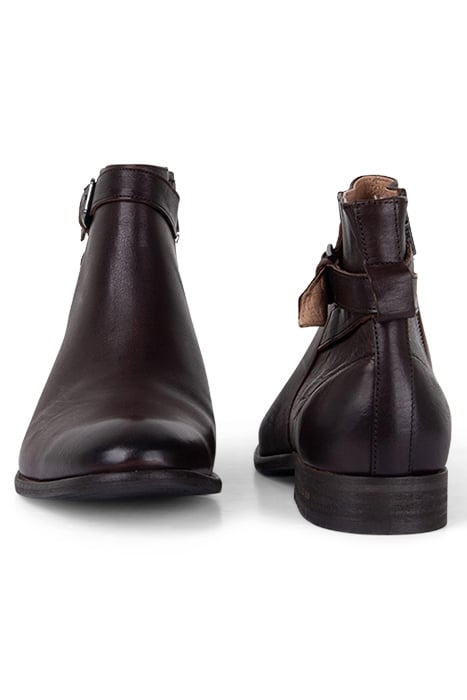 BROWN LEATHER BOOTS WITH BUCKLED STRAP CAPPUCINO 3