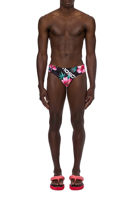 HIBISCUS PRINT SWIM BRIEFS BLACK 1