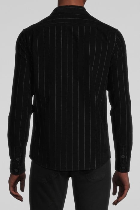 BLACK STRIPED ORGANIC VELVET REGULAR SHIRT BLACK 2