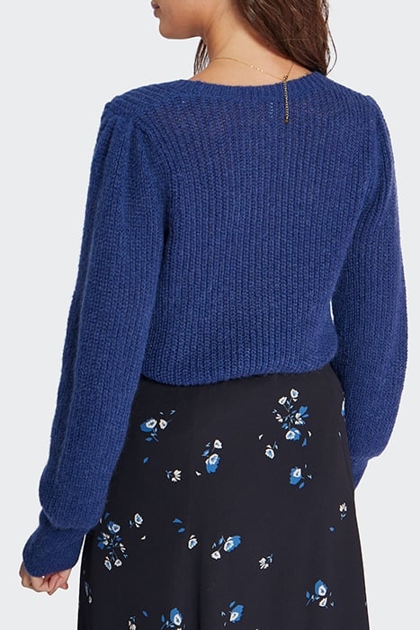 SAPPHIRE BLUE KNIT CARDIGAN WITH DECORATIVE STITCH BLUE 2