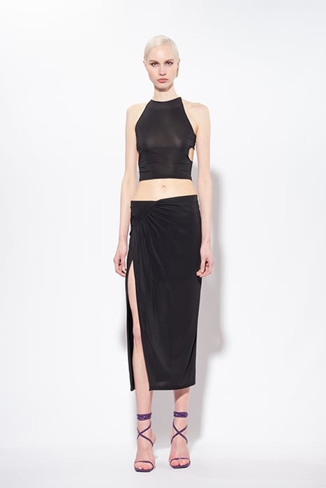 LENINGRADO GONNA JERSEY FLUIDO DRAPPEGGIATO BLACK 1