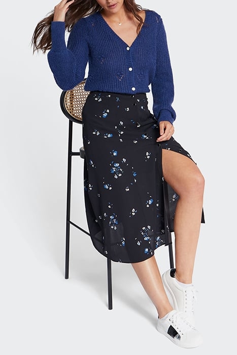 SAPPHIRE BLUE KNIT CARDIGAN WITH DECORATIVE STITCH BLUE 5