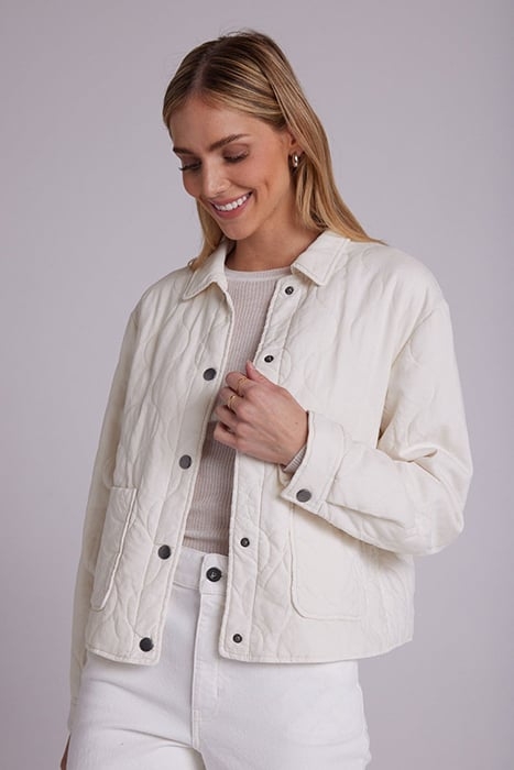TWO POCKET CROPPED QUILTED JACKET WINTER WHITE 1