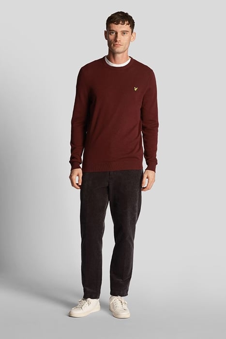 COTTON CREW NECK JUMPER BURGUNDY 3